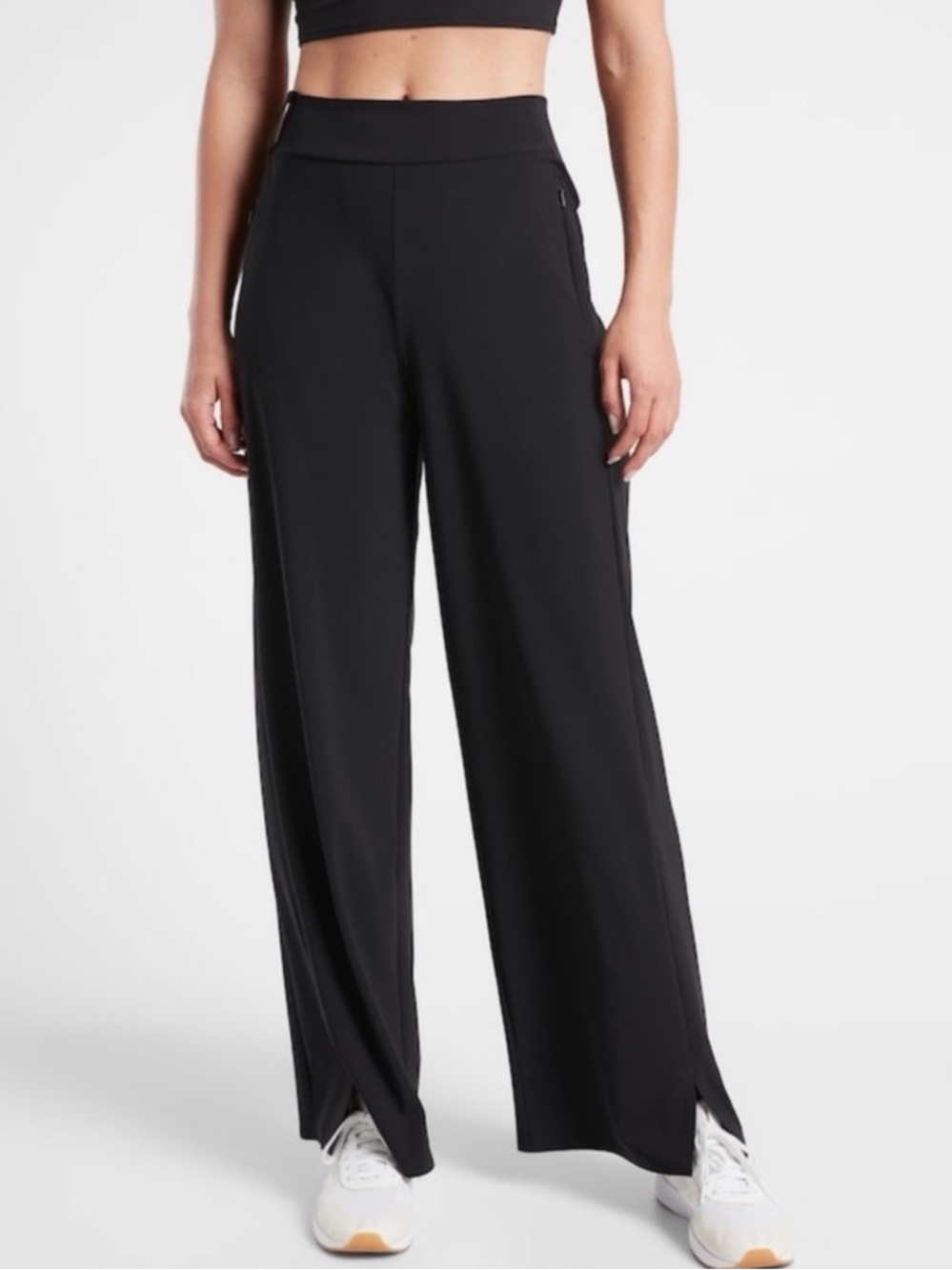 Athleta Cosmic Wide Leg Pants Women’s 8 Black Flowy Travel Career Casual Pull On